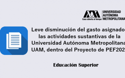 Leve disminución del gasto asignado a las actividades sustantivas de la Universidad Autónoma Metropolitana, dentro del Proyecto de PEF2021